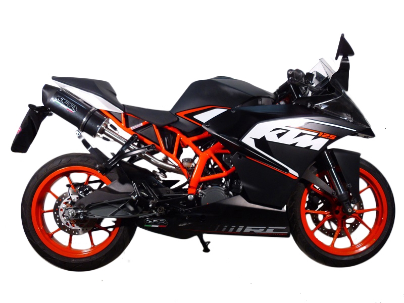 Scarico GPR compatibile con Ktm Rc 125 Versione Alta - High Level 2014-2016, Furore Poppy, Terminale di scarico omologato, fornito con db killer estraibile, catalizzatore e raccordo specifico 