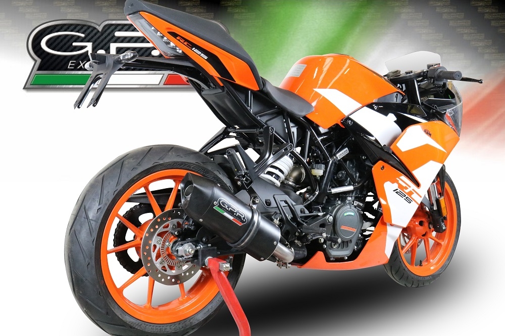 Scarico GPR compatibile con  Ktm Rc 390 2017-2020, Furore Evo4 Nero, Scarico omologato, silenziatore con db killer estraibile e raccordo specifico