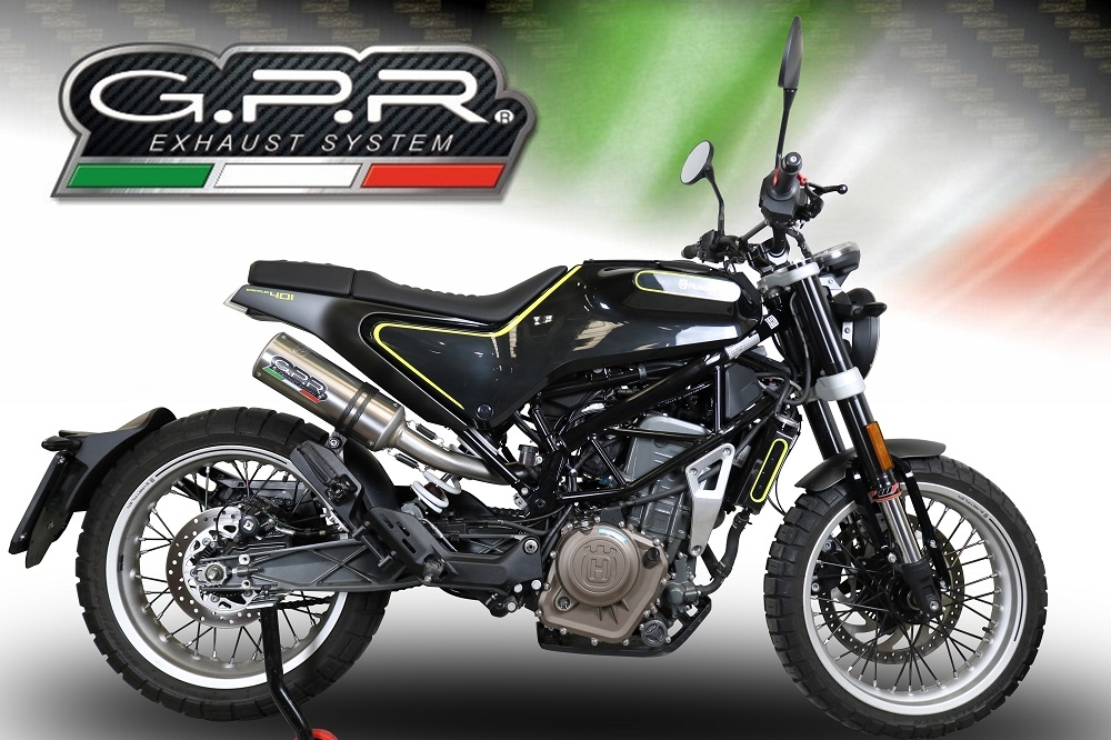 Scarico GPR compatibile con  Husqvarna Svartpilen 401 2018-2019, M3 Inox , Scarico semi-completo omologato,fornito con db killer estraibile,catalizzatore e collettore