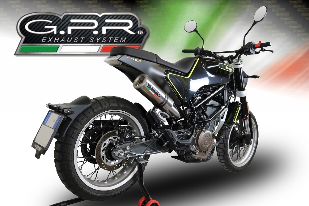 Scarico GPR compatibile con  Husqvarna Svartpilen 401 2018-2019, M3 Titanium Natural, Scarico semi-completo omologato,fornito con db killer estraibile,catalizzatore e collettore