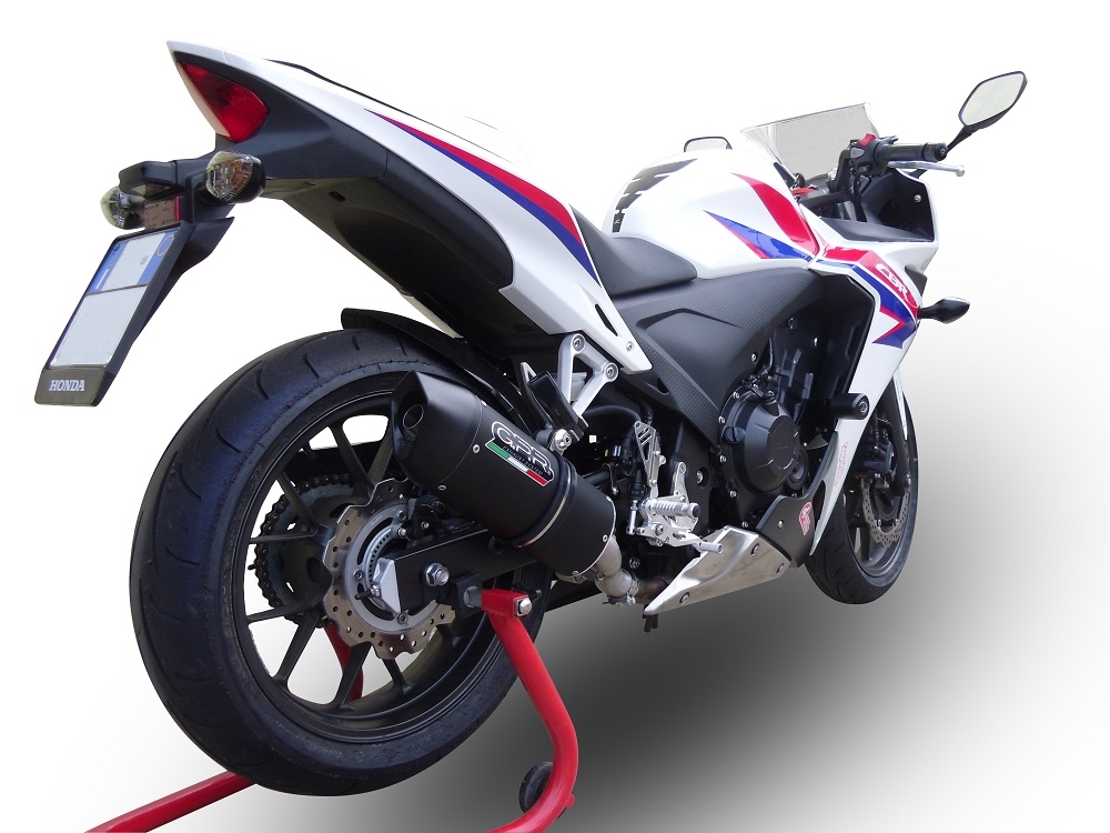 Scarico GPR compatibile con  Honda Cbr 500 R 2019-2022, Furore Nero, Scarico omologato, silenziatore con db killer estraibile e raccordo specifico