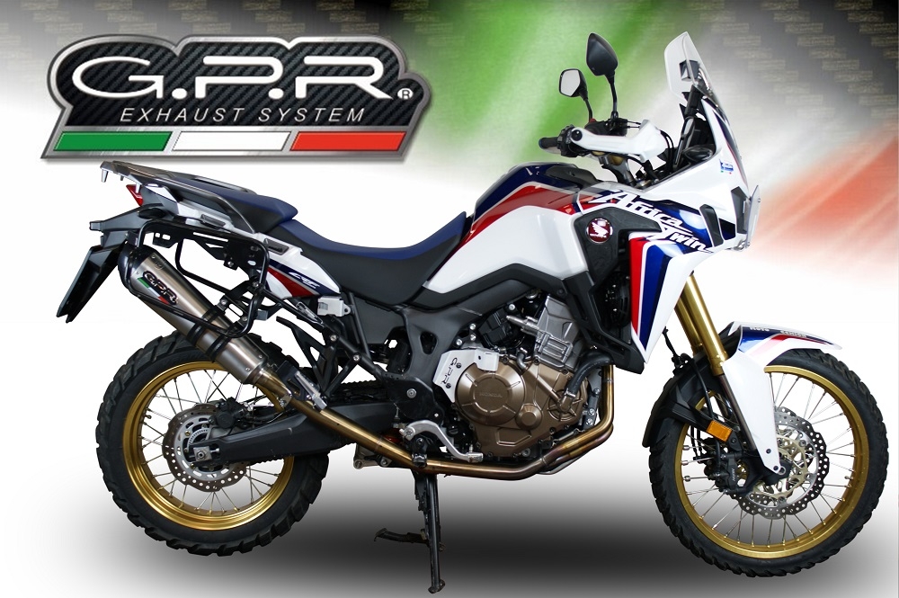 Scarico GPR compatibile con  Honda Crf 1000 L Africa Twin 2015-2017, Gpe Ann. titanium, Scarico omologato, silenziatore con db killer estraibile e raccordo specifico