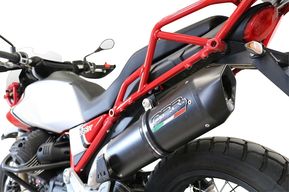 Scarico GPR compatibile con  Moto Guzzi V85 TT 2019-2020, Furore Nero, Terminale di scarico racing, con raccordo, senza omologazione