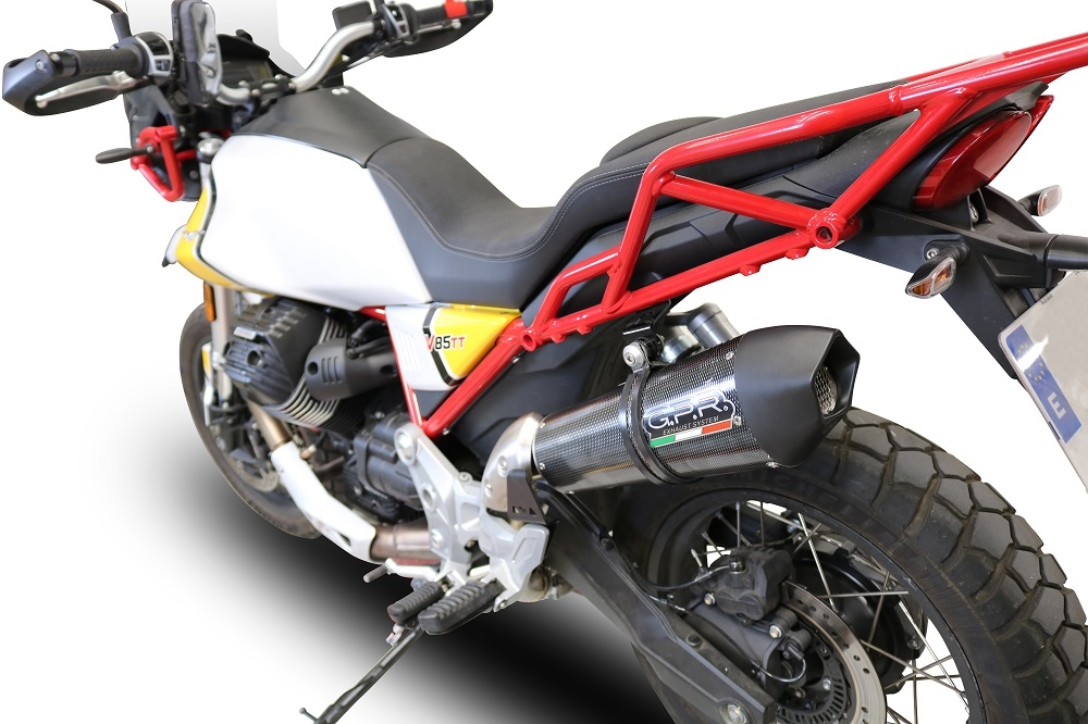 Scarico GPR compatibile con  Moto Guzzi V85 TT 2021-2023, GP Evo4 Poppy, Scarico omologato, silenziatore con db killer estraibile e raccordo specifico