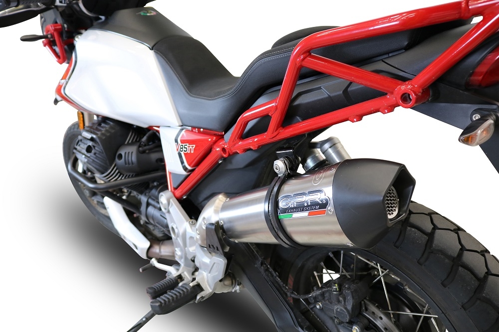 Scarico GPR compatibile con  Moto Guzzi V85 TT 2019-2020, GP Evo4 Titanium, Scarico omologato, silenziatore con db killer estraibile e raccordo specifico