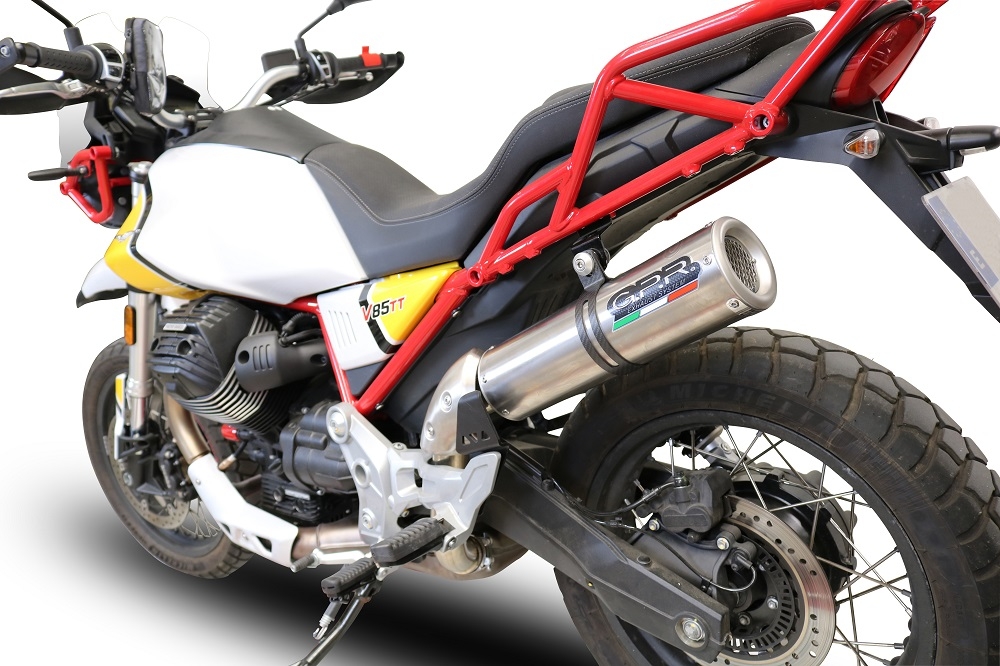 Scarico GPR compatibile con  Moto Guzzi V85 TT 2019-2020, M3 Inox , Terminale di scarico racing, con raccordo, senza omologazione