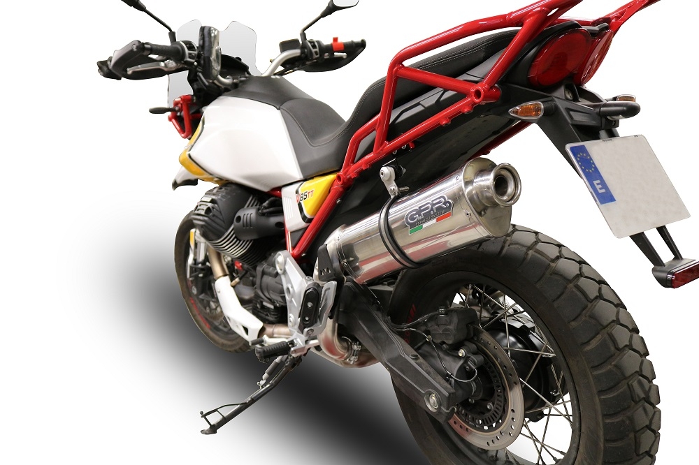 Scarico GPR compatibile con  Moto Guzzi V85 TT 2019-2020, Trioval, Scarico omologato, silenziatore con db killer estraibile e raccordo specifico