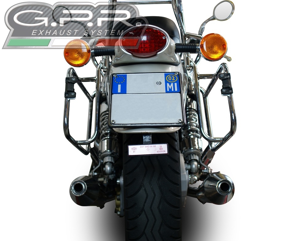 Scarico GPR compatibile con  Moto Guzzi California 1100 Special-Stone-Sport-Ev-Alu 1997-2005, Vintacone, Coppia di terminali di scarico omologati, forniti con db killer removibile, catalizzatori e raccordi specifici