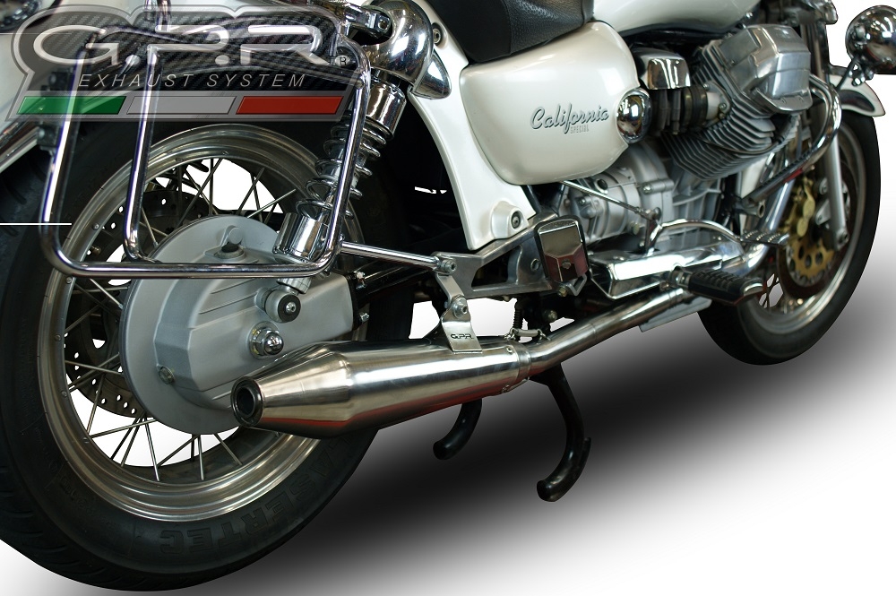 Scarico GPR compatibile con  Moto Guzzi California 1100 Special-Stone-Sport-Ev-Alu 1997-2002, Vintacone, Coppia di terminali di scarico omologati, forniti con db killer removibili e raccordi specifici