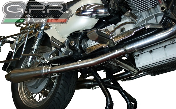 Scarico GPR compatibile con  Moto Guzzi California 1100 Special-Stone-Sport-Ev-Alu 1997-2005, Vintacone, Coppia di terminali di scarico omologati, forniti con db killer removibile, catalizzatori e raccordi specifici