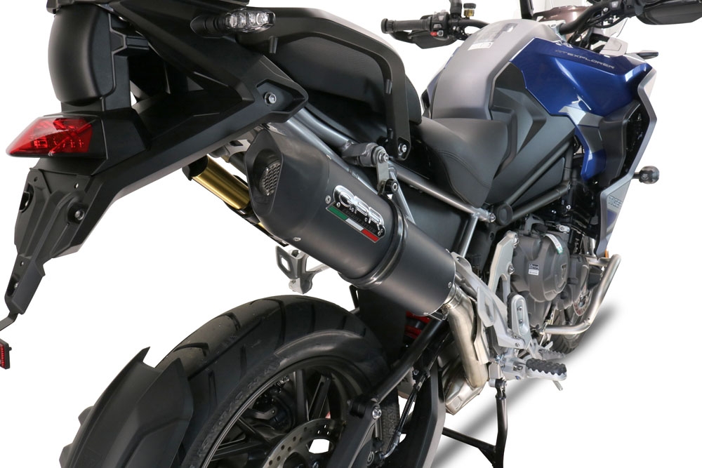 Scarico GPR compatibile con  Triumph Tiger 1200 Gt - Rally 2022-2024, Furore Evo4 Nero, Scarico omologato, silenziatore con db killer estraibile e raccordo specifico