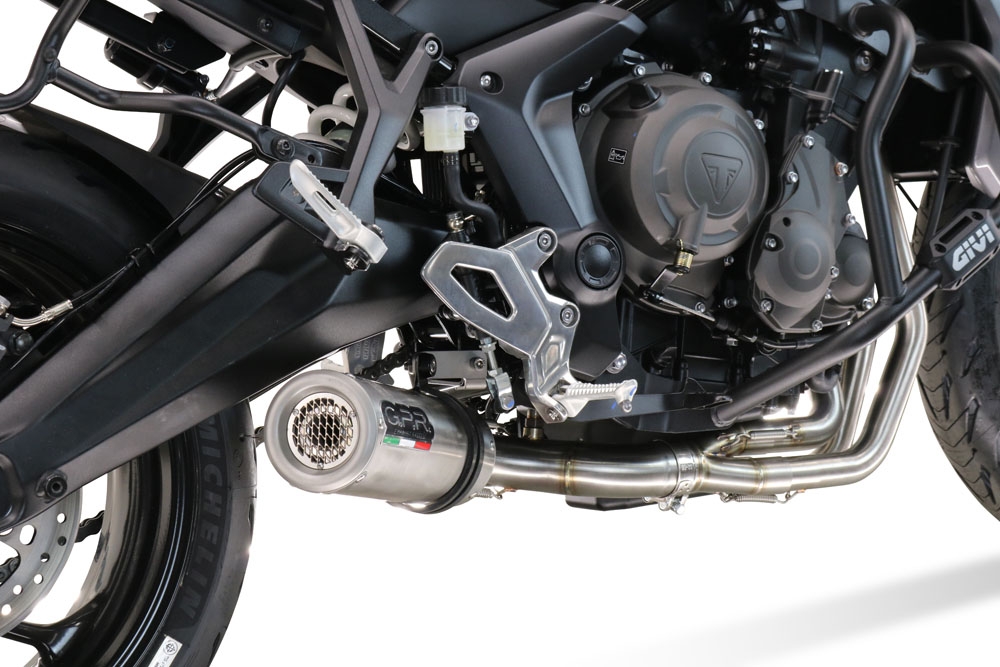 Scarico GPR compatibile con  Triumph Tiger Sport 660 2022-2024, M3 Inox , Scarico completo racing, fornito con db killer estraibile e collettore, non conforme per uso stradale