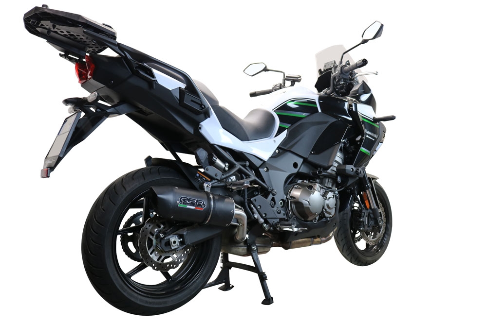 Scarico GPR compatibile con  Kawasaki Versys 1000 I.E. 2019-2020, Furore Evo4 Nero, Scarico omologato, silenziatore con db killer estraibile e raccordo specifico