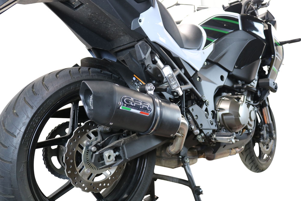 Scarico GPR compatibile con  Kawasaki Versys 1000 I.E. 2019-2020, Furore Evo4 Nero, Scarico omologato, silenziatore con db killer estraibile e raccordo specifico