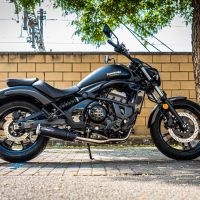 Scarico GPR compatibile con  Kawasaki Vulcan 650 S 2017-2020, M3 Black Titanium, Scarico completo omologato,fornito con db killer estraibile,catalizzatore e collettore