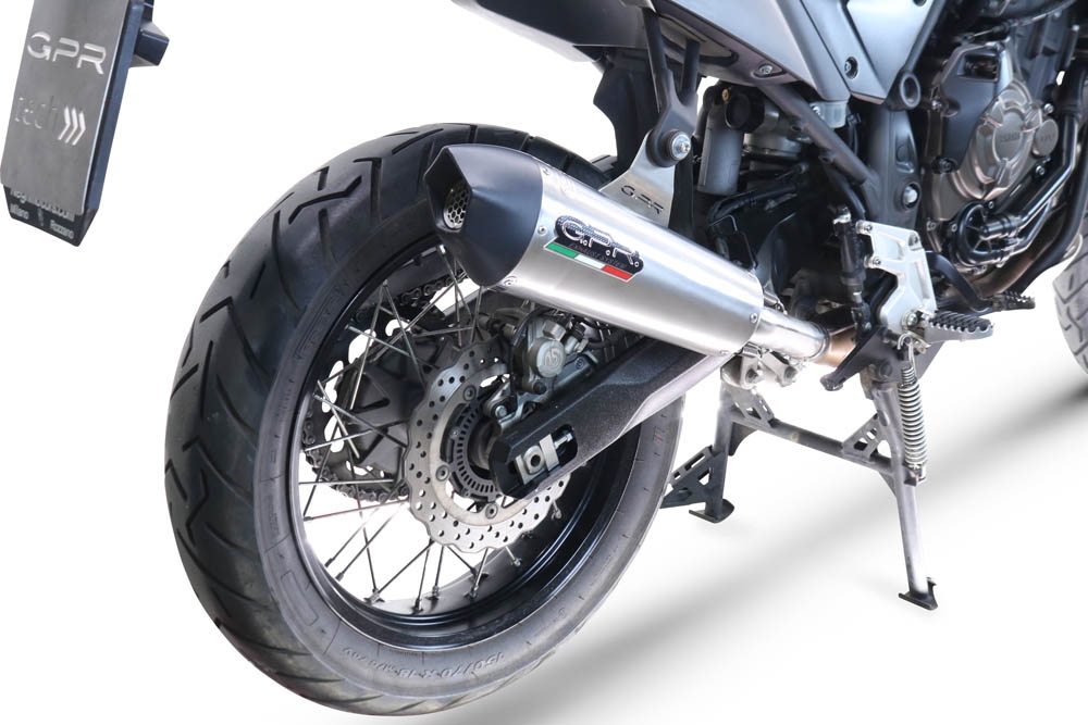 Scarico GPR compatibile con  Yamaha Tenere 700 2021-2024, GP Evo4 Titanium, Scarico omologato, silenziatore con db killer estraibile e raccordo specifico