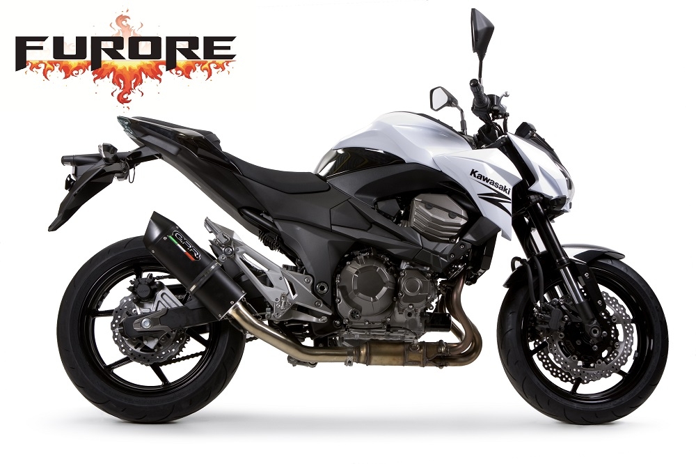 Scarico GPR compatibile con  Kawasaki Z 800 2009-2016, Furore Nero, Scarico omologato, silenziatore con db killer estraibile e raccordo specifico