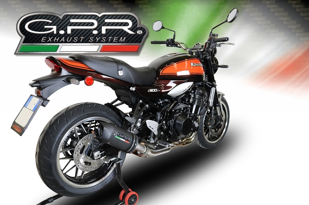 Scarico GPR compatibile con  Kawasaki Z 900 RS 2018-2020, Furore Evo4 Nero, Scarico omologato, silenziatore con db killer estraibile e raccordo specifico