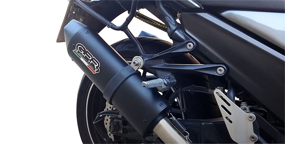 Scarico GPR compatibile con  Kawasaki Zzr 1400 2017-2022, Furore Nero, Coppia di silenziatori di scarico racing, con raccordo, articolo senza omologazione