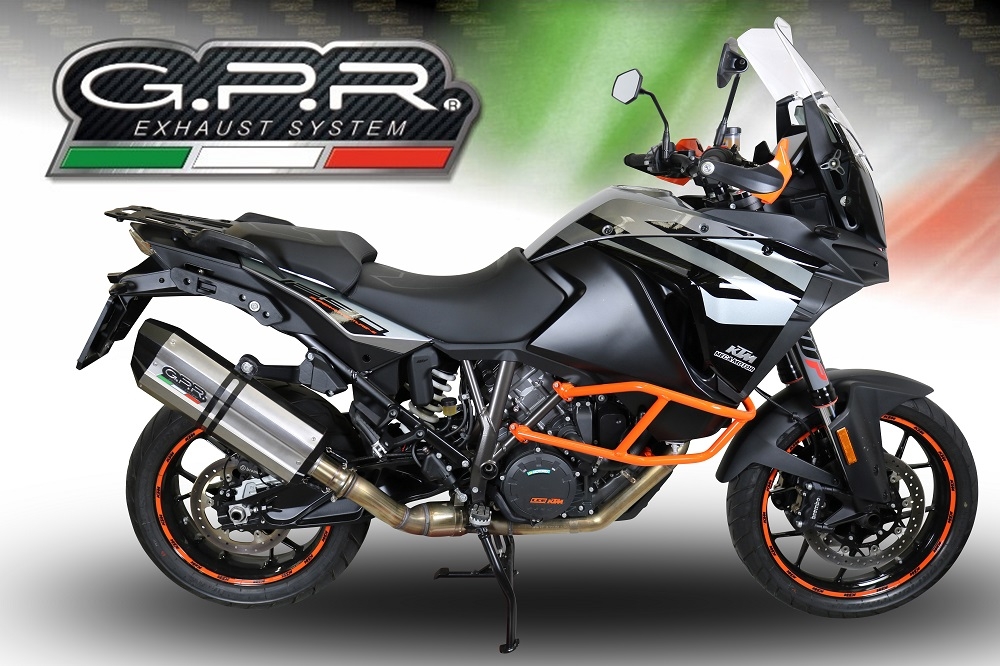 Scarico GPR compatibile con  Ktm LC 8 Super Adventure 1290 - S - R - T 2017-2020, Sonic Titanium, Scarico omologato, silenziatore con db killer estraibile e raccordo specifico