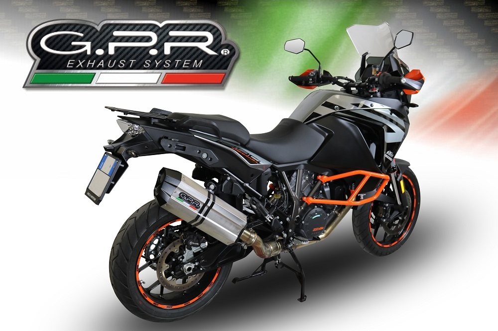 Scarico GPR compatibile con  Ktm LC 8 Super Adventure 1290 - S - R - T 2017-2020, Sonic Titanium, Scarico omologato, silenziatore con db killer estraibile e raccordo specifico