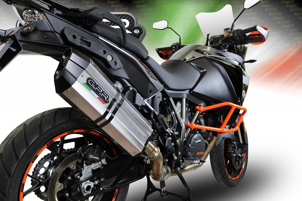 Scarico GPR compatibile con  Ktm LC 8 Super Adventure 1290 - S - R - T 2017-2020, Sonic Titanium, Scarico omologato, silenziatore con db killer estraibile e raccordo specifico