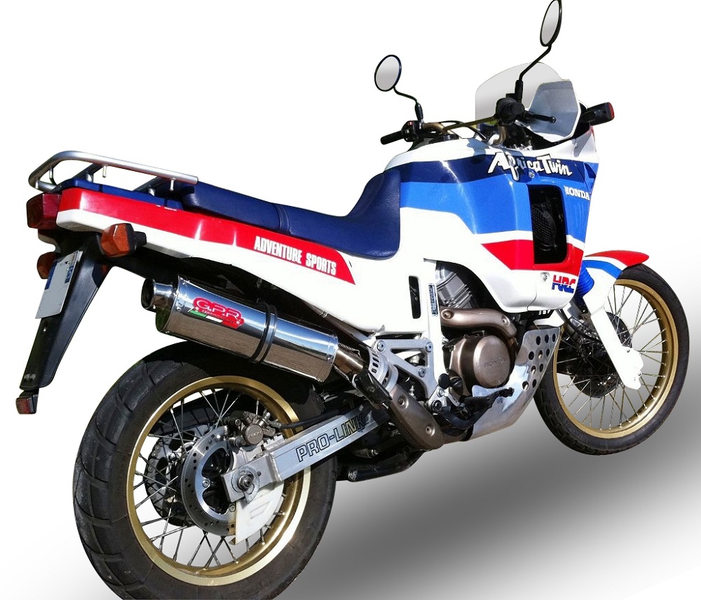 Scarico GPR compatibile con  Honda Africa Twin NXR - XRV 650 Rd03  1988-1989, Trioval, Scarico omologato, silenziatore con db killer estraibile e raccordo specifico