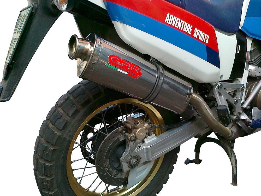 Scarico GPR compatibile con  Honda Africa Twin NXR - XRV 750 Rd04  1990-1992, Trioval, Scarico omologato, silenziatore con db killer estraibile e raccordo specifico