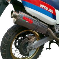 Scarico GPR compatibile con  Honda Africa Twin NXR - XRV 750 Rd04  1990-1992, Trioval, Scarico omologato, silenziatore con db killer estraibile e raccordo specifico