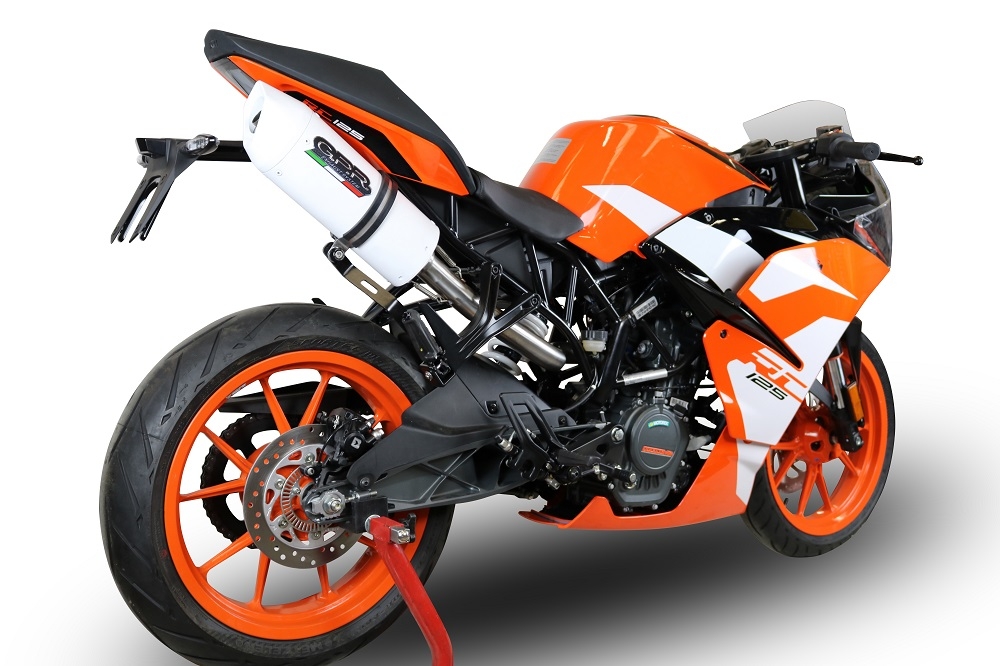 Scarico GPR compatibile con  Ktm Rc 125 2017-2020, Albus Evo4, Terminale di scarico omologato, fornito con db killer estraibile, catalizzatore e raccordo specifico