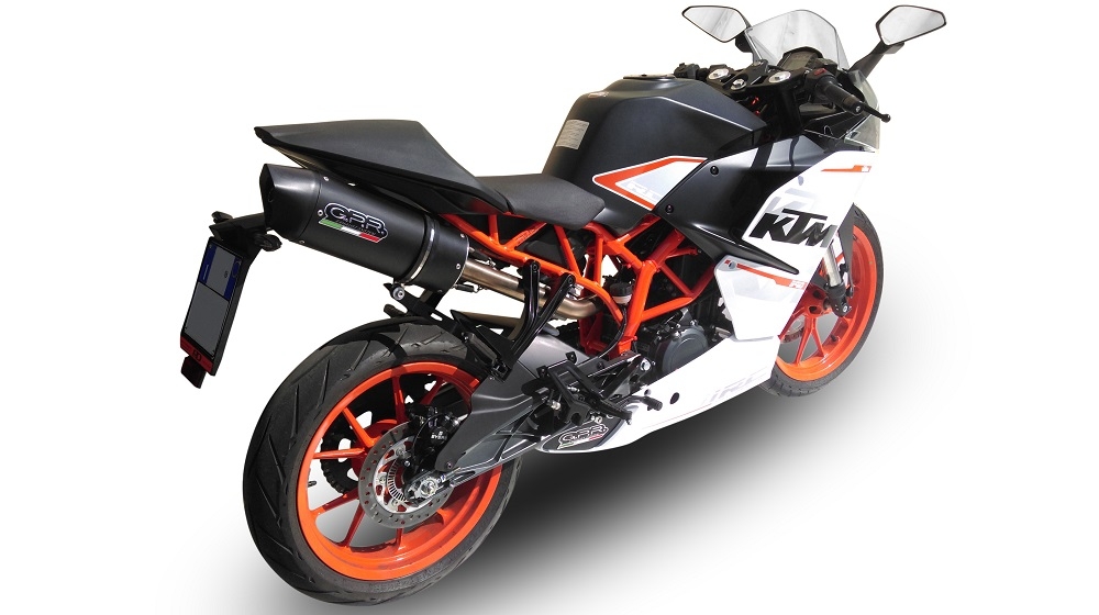 Scarico GPR compatibile con  Ktm Rc 390 2015-2016, Furore Nero, Scarico omologato, silenziatore con db killer estraibile e raccordo specifico