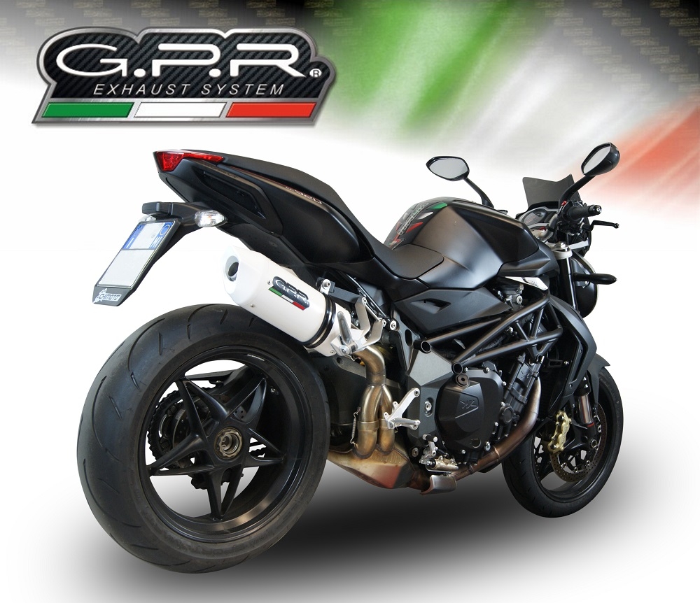 Scarico GPR compatibile con  Mv Agusta Brutale 750 S 2000-2006, Albus Ceramic, Scarico omologato, silenziatore con db killer estraibile e raccordo specifico