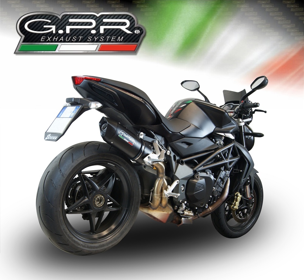 Scarico GPR compatibile con  Mv Agusta Brutale 990 R 2010-2011, Furore Nero, Scarico omologato, silenziatore con db killer estraibile e raccordo specifico