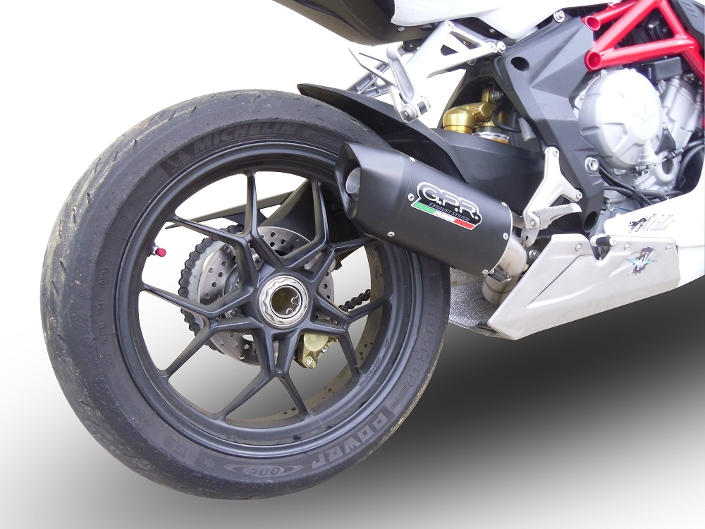 Scarico GPR compatibile con  Mv Agusta Brutale 675 2012-2015, Furore Nero, Scarico omologato, silenziatore con db killer estraibile e raccordo specifico