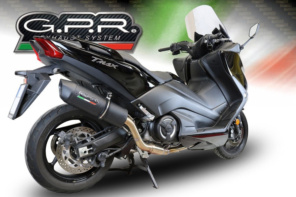 Scarico GPR compatibile con  Yamaha T-Max 530 2017-2021, Furore Evo4 Nero, Scarico completo omologato,fornito con db killer estraibile,catalizzatore e collettore