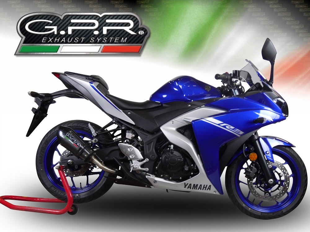 Scarico GPR compatibile con  Yamaha Mt-03 2021-2024, GP Evo4 Poppy, Scarico omologato, silenziatore con db killer estraibile e raccordo specifico