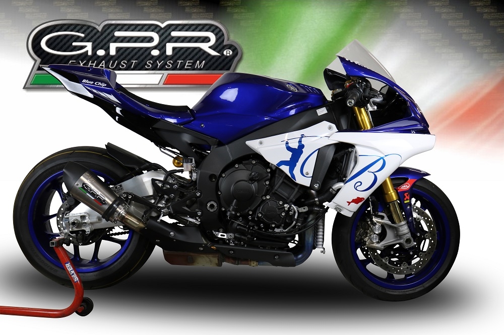 Scarico GPR compatibile con  Yamaha Yzf R1-R1-M 2015-2016, Gpe Ann. titanium, Scarico omologato, silenziatore con db killer estraibile e raccordo specifico