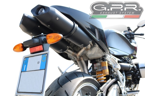 Scarico GPR compatibile con  Bmw R 1200 S 2006-2008, Furore Nero, Coppia di terminali di scarico omologati, forniti con db killer removibili e raccordi specifici