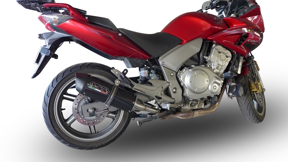 Scarico GPR compatibile con  Honda Cbf 1000 - ST  2006-2009, Furore Nero, Coppia di terminali di scarico omologati, forniti con db killer removibili e raccordi specifici