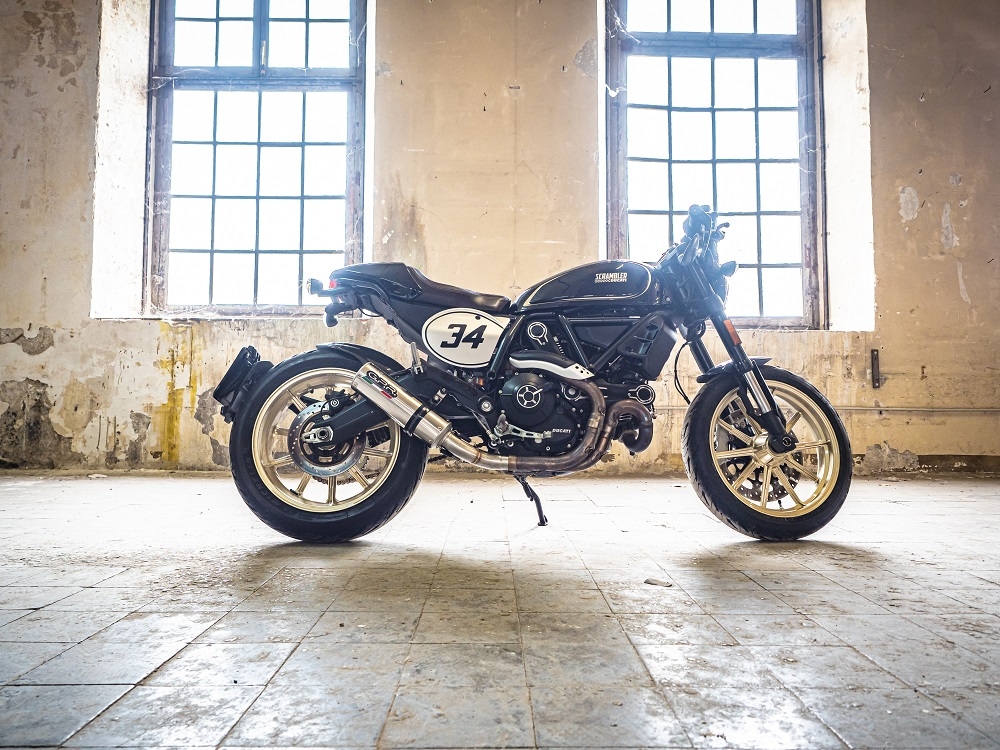 Scarico GPR compatibile con  Ducati Scrambler 800  2015-2016, M3 Inox , Terminale di scarico omologato,fornito con db killer estraibile,catalizzatore e collettore