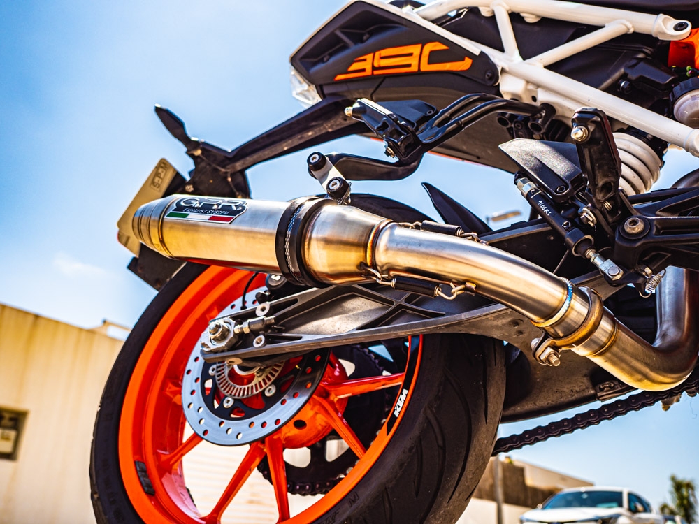 GPR exhaust compatible with  Ktm Duke 125 2011-2016, Deeptone Inox, Racing slip-on exhaust including link pipe 