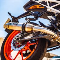 GPR exhaust compatible with  Ktm Duke 125 2011-2016, Deeptone Inox, Racing slip-on exhaust including link pipe 