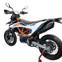 GPR exhaust compatible with  Ktm Smc 690 R  2019-2020, Furore Evo4 Nero, Homologated legal slip-on exhaust including removable db killer, link pipe and catalyst 