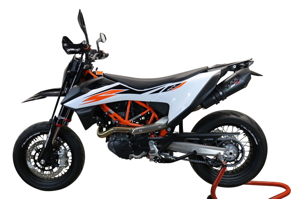 Scarico GPR compatibile con  Ktm Enduro 690 R 2021-2024, GP Evo4 Black Titanium, Terminale di scarico omologato, fornito con db killer estraibile, catalizzatore e raccordo specifico