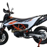 Scarico GPR compatibile con  Ktm Enduro 690 R 2021-2024, GP Evo4 Black Titanium, Terminale di scarico omologato, fornito con db killer estraibile, catalizzatore e raccordo specifico