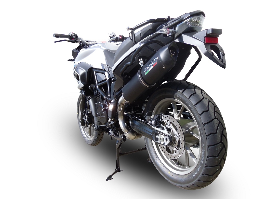 Scarico GPR compatibile con  Bmw F 700 Gs 2011-2015, Furore Nero, Scarico omologato, silenziatore con db killer estraibile e raccordo specifico