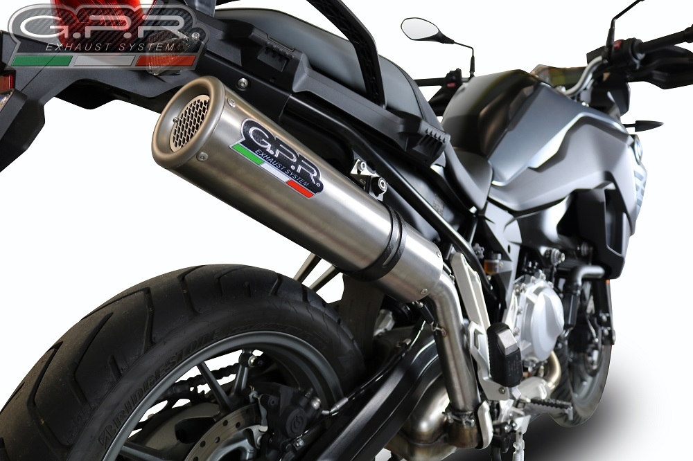 Scarico GPR compatibile con  Bmw F 750 Gs 2018-2020, M3 Titanium Natural, Scarico omologato, silenziatore con db killer estraibile e raccordo specifico