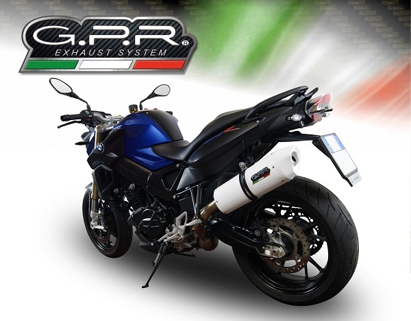 Scarico GPR compatibile con  Bmw F 800 R 2015-2016, Albus Ceramic, Scarico omologato, silenziatore con db killer estraibile e raccordo specifico