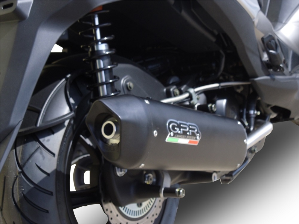 Scarico GPR compatibile con  Hyosung Comet 650 Gt - R 2004-2016, Furore Nero, Silenziatore di scarico omologato, con flangia specifica, con db killer estraibile