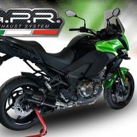 Scarico GPR compatibile con  Kawasaki Versys 1000 I.E. 2011-2013, Furore Nero, Scarico omologato, silenziatore con db killer estraibile e raccordo specifico